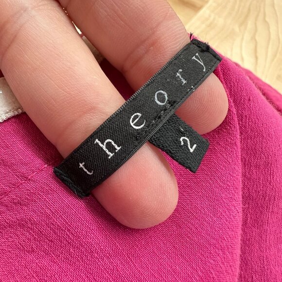 Theory Tyrah Crunch Strapless Pink Cotton A-Line Mini Dress Size 2 - Picture 7 of 10